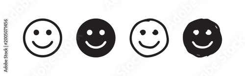 Fényképezés Smiley Face and Happy Emotion Icons Set.