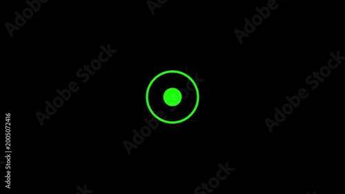 Animated of green circle and dot looped animation with radio wave sing. Abstract green pulsing circle and dot effect.