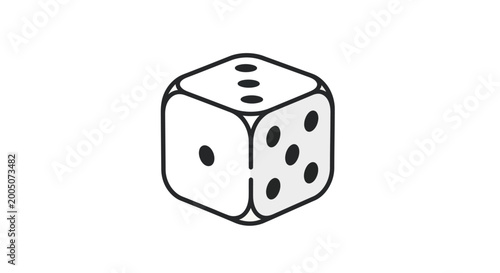 Fotografía Single white die showing numbers 1, 4, 5, isolated on white background
