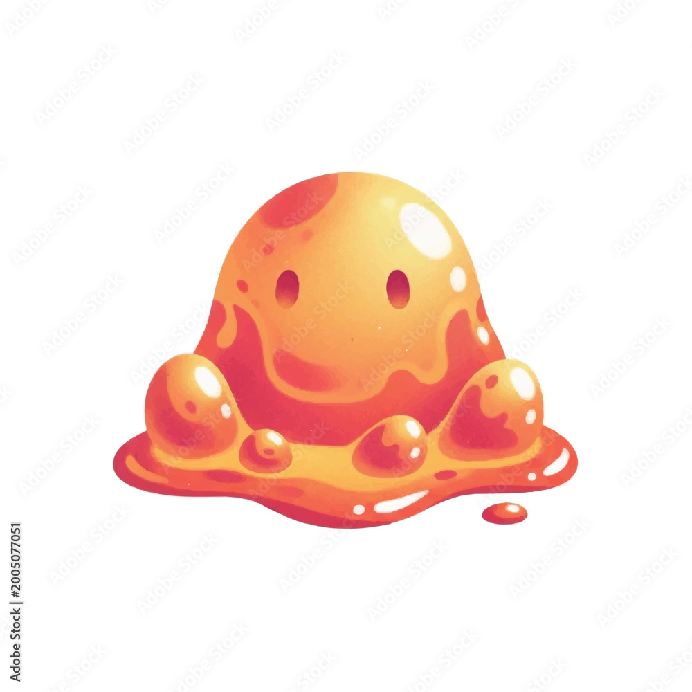 Fototapeta premium Melting Smiling Yellow Cartoon Jellybean Character.