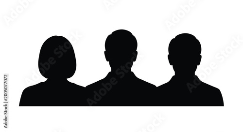 Foto three person silhouettes against a white background anonymous profile shapes hig