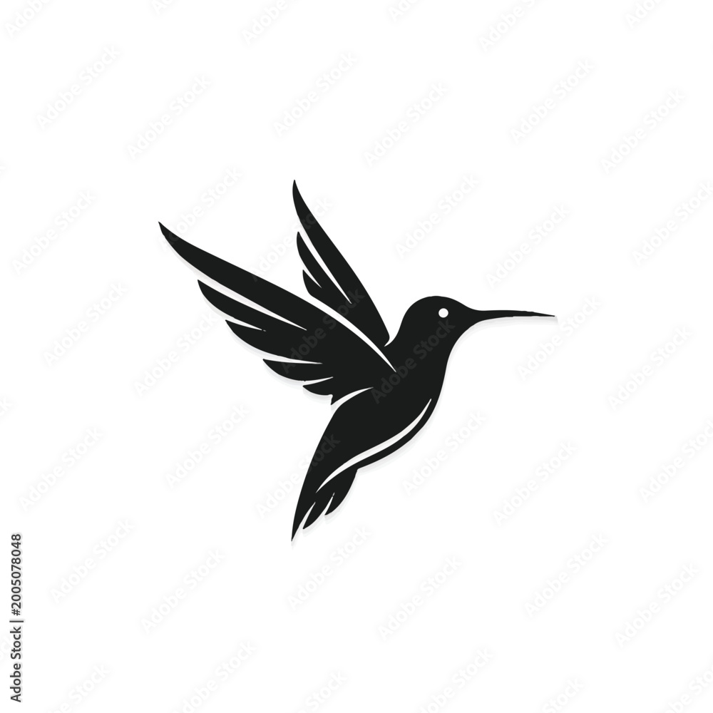 Fototapeta premium Black Hummingbird in Flight Profile.
