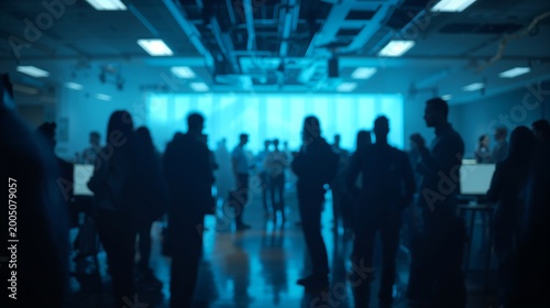 Generative Ai depicts a bustling tech conference with