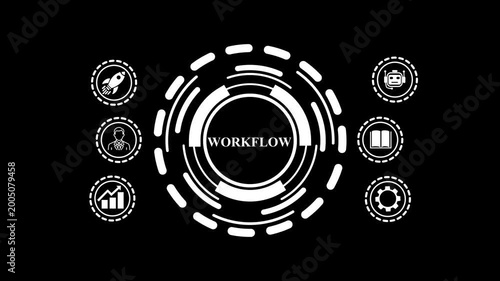 Technical: Digital Workflow HUD Interface Animation,4k animated 4k motion video..