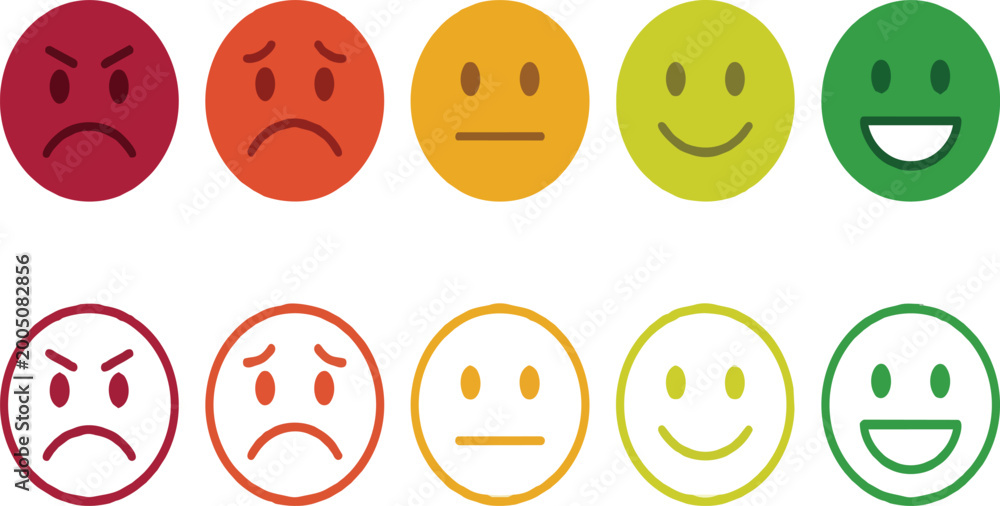 Fototapeta premium Customer Satisfaction Rating Emoji Icons Set Feedback Scale Emotions Vector