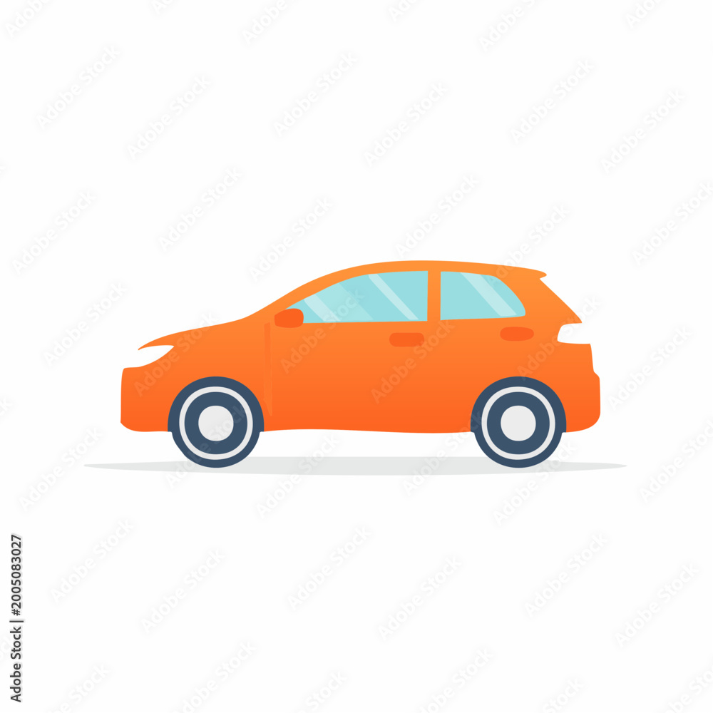 Fototapeta premium Orange Hatchback Car Illustration