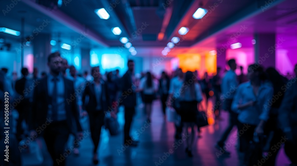 Naklejka premium Generative Ai depicts a vibrant crowded event illuminated