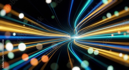 Abstract High-Speed Data Fiber Optic Light Trails Motion Background