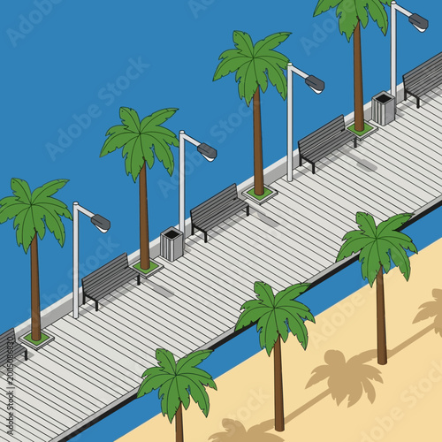 Tableau sur toile Palm trees on sandy beach shore.