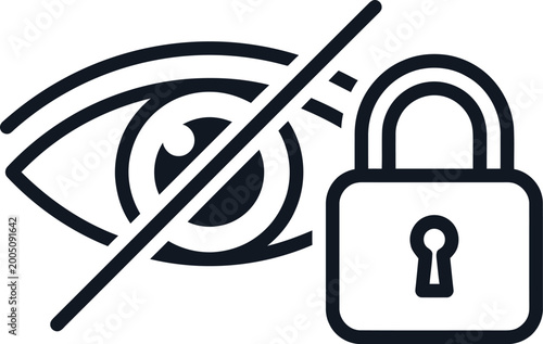 privacy protection eye with lock icon, secure data visibility restriction symbol