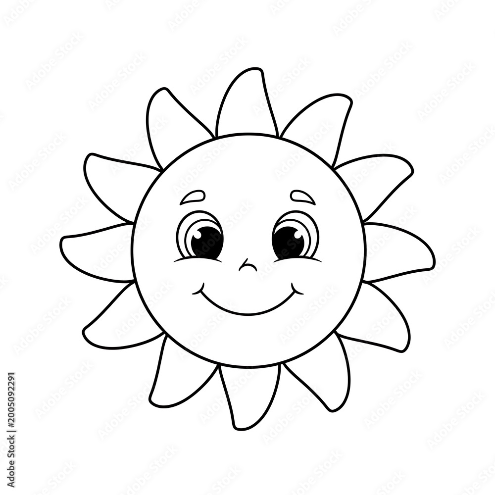 Fototapeta premium Happy cartoon sun illustration