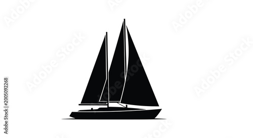 Konstfotografi Sailing boat silhouette against a white background a minimalist black and white