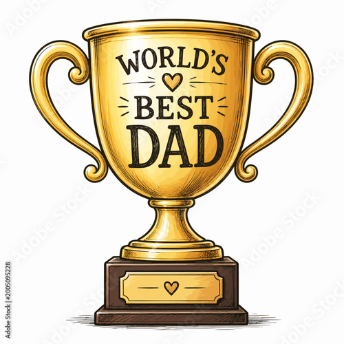 World's Greatest Dad Golden Trophy Cup Illustration Father's Day Vector