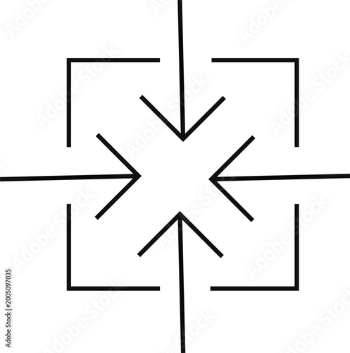 Foto Center alignment icon with arrows pointing inward representing focus positioning and UI layout control element isolated on transparent background