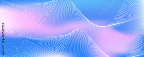 Billede på lærred Latar belakang gradien ungu dan merah dengan garis dinamis bergelombang abstrak, tema teknologi futuristik yang cocok untuk spanduk, poster, presentasi, dan situs web