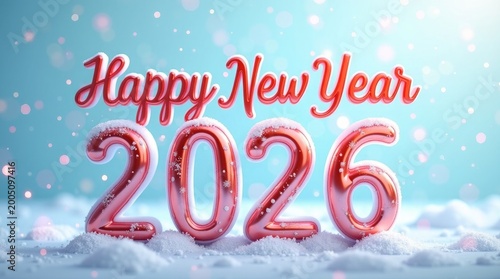 Festive greeting with sparkling numbers and snow new year celebration