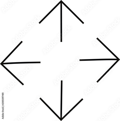 Bild auf Leinwand Move direction icon with four arrows representing reposition drag control and interface navigation UI element isolated on transparent background