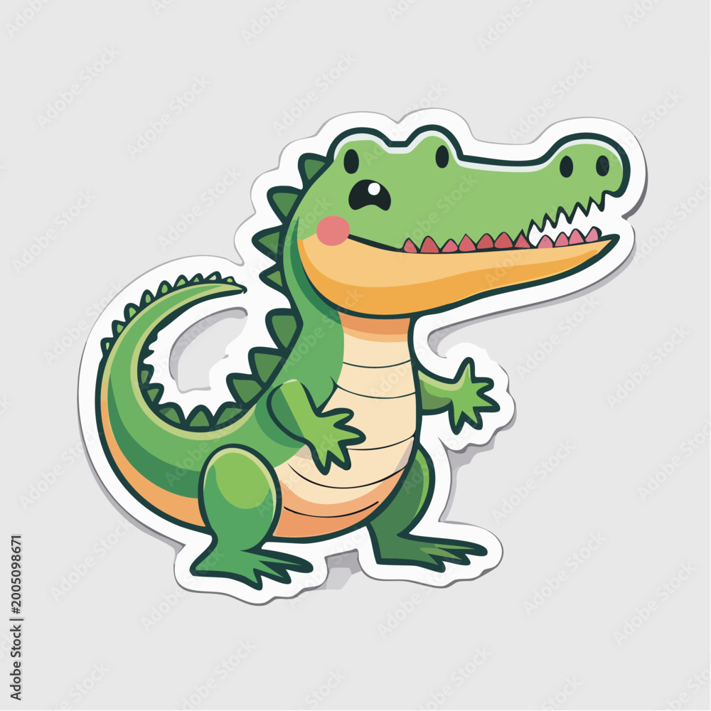 Fototapeta premium Cute Cartoon Alligator Sticker