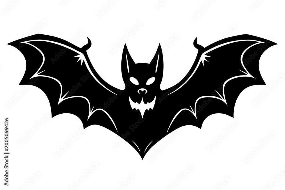 Fototapeta premium Halloween bat icon vector, Halloween bat vector illustration, bat icon black symbol 