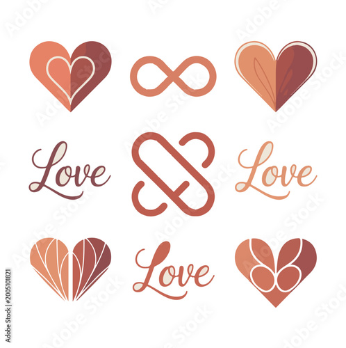 Vibrant colourful love vector design featuring playful shapes, hearts and smooth gradients, perfect for romantic branding, posters, social media cards and modern creative projects, fully editable