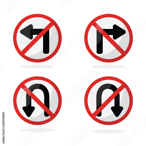 Free Download No turning and No U-turn signs, 3d traffic road sign - GFXLoad