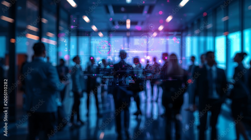 Fototapeta premium Generative Ai vibrant digital scene with futuristic elements