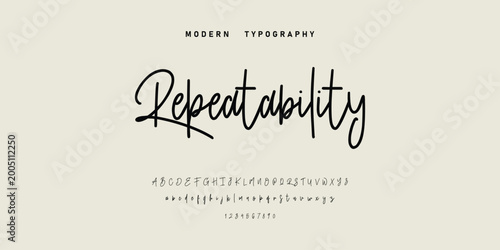 signature Font Calligraphy Logotype Script Brush Font Type Font lettering handwritten. Minimal modern urban fonts for logo, brand etc. Typography typeface uppercase lowercase and number. vector