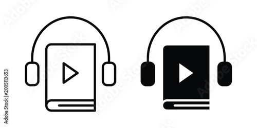 Foto Audiobook icon symbol vector set. Design Illustrations