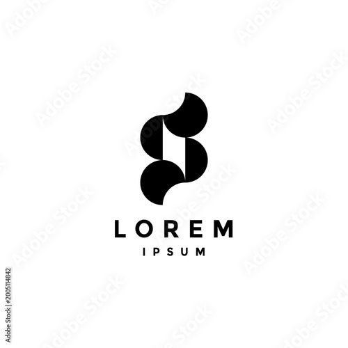 Geometric Shape S Semicircle and Crescent Logo Design. Minimalist Abstract Geometric S Letter Logo Design.