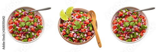 Bild auf Leinwand : Fresh Bowl of Mexican Pico De Gallo Salsa, Tomato Onion Cilantro Lime Salad, H