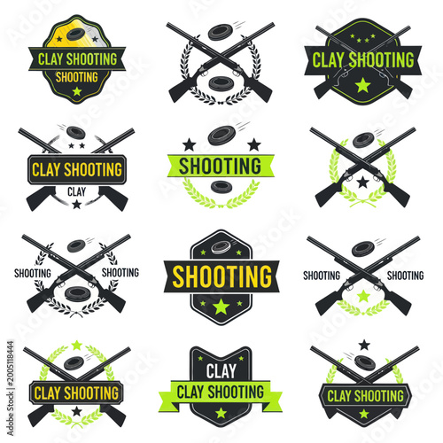Foto Clay Shooting Emblems with Shotguns and Targets