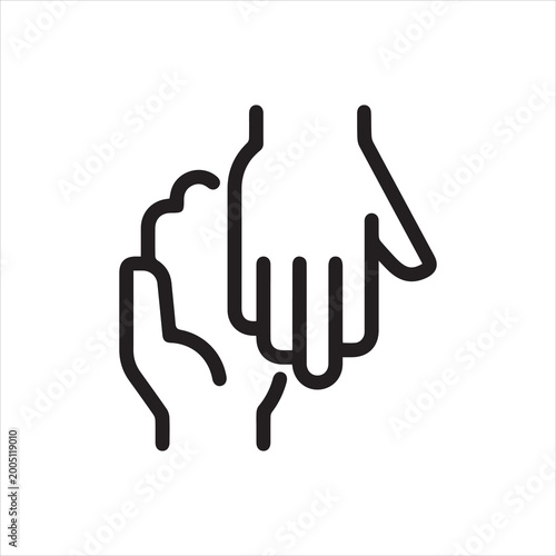 Canvas Print Outline icon human hand supporting the hand, hand on hand