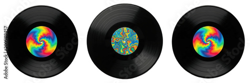 Bild auf Leinwand Retro Vinyl Record Disk, Classic Music LP with Colorful Label, Analog Audio Medi