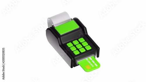 3d looping ui icon payment terminal showing insertion of green credit card. Ideal for finance, banking, ecommerce, technology, and paymentrelated concepts in design projects.