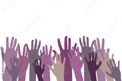 Εκτύπωση καμβά Many people stretch their hands up in the air coloring vector design