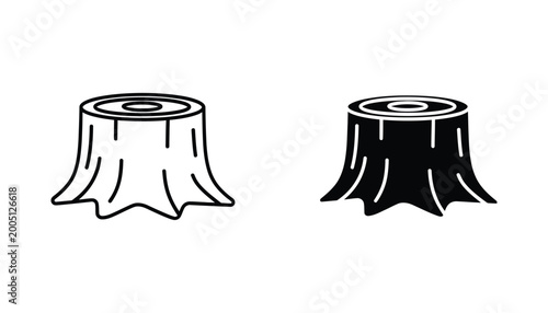 Foto Old tree stump outline and solid vector illustration for nature environment and