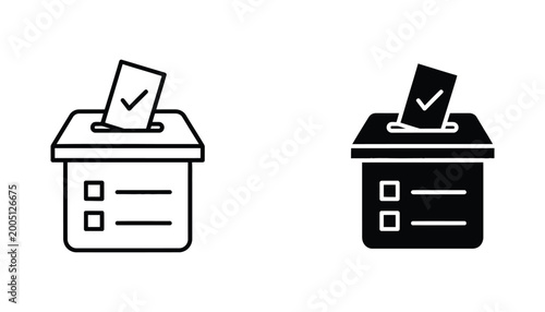 Fotografía Election ballot box icon with a marked ballot paper representing democratic voti