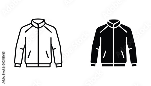 Bild auf Leinwand Minimalist athletic track jacket icon set presenting clean outline and bold soli