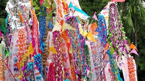 Many Color paper flag in temple of Thailand,For Buddha worship