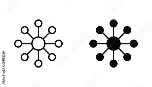 Fotografi Abstract starburst or hub and spoke network diagram in outline and solid fill
