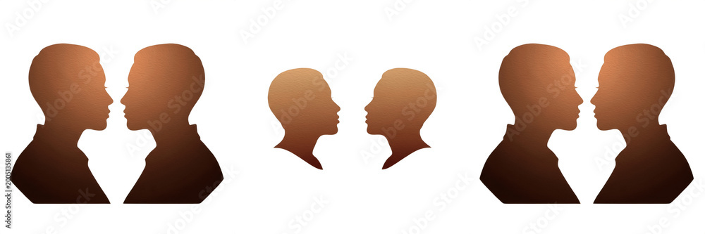 Fototapeta premium Abstract Human Head Profile Silhouettes Faces Isolated PNG Transparent Background for Psychology Mind and Communication Design