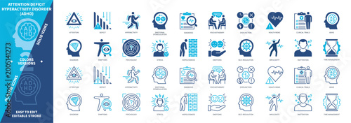 Φωτογραφία Attention Deficit Hyperactivity Disorder (ADHD) icon set