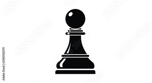 Tableau sur toile Black chess pawn silhouette on a white background isolated game piece vector ill