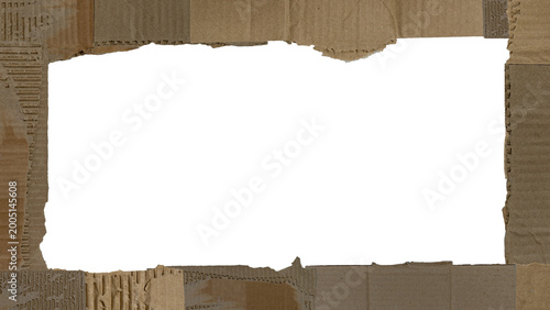 Fotografía Frame made from cardboard stripes on white background