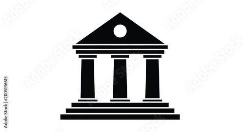 Canvastavla Classical building silhouette with columns and pediment on a white background hi