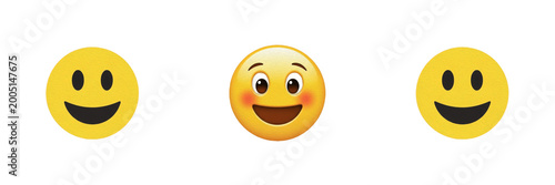 Quadro su tela Cute Yellow Smiling Face Emoji with Hearts Love and Happy Icon PNG Transparent B
