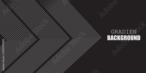 Obraz na płótnie Minimal Black Gradient Background With Geometric White Line Arrows and Modern Ab