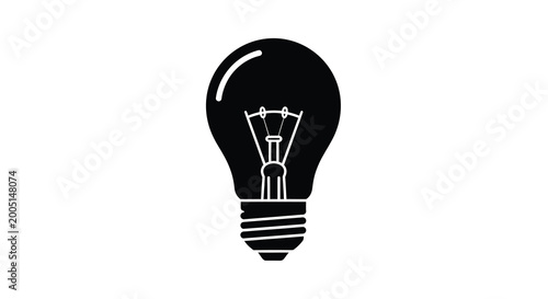 Foto Light bulb silhouette on a white background a simple black graphic of an incande