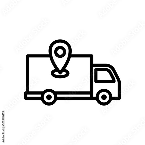 Foto Delivery Truck Pinpoint Location and Shipment Icon for Mobile App and Web Design