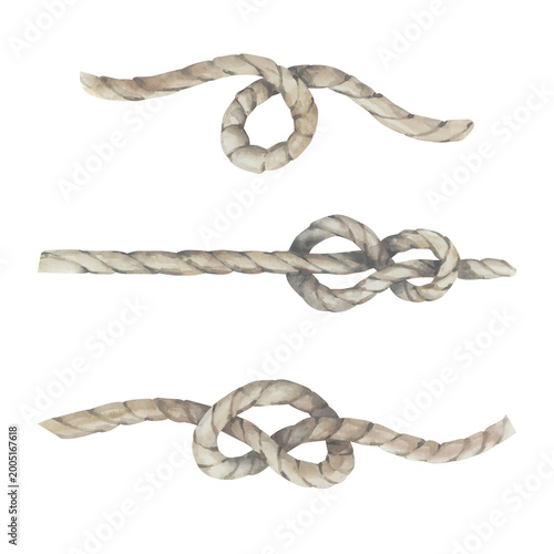 Canvas Print Watercolor knotted nautical rope